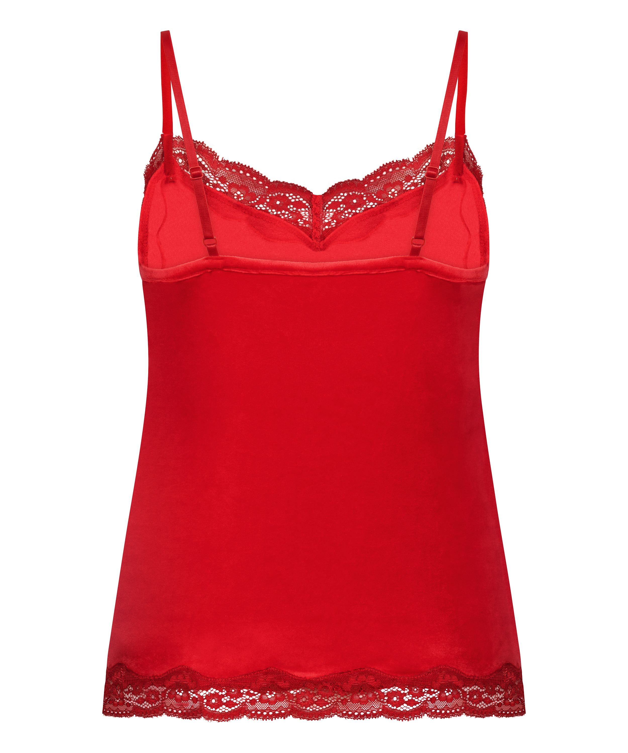 Cami-topp Velours Lace, R&oslash;d, main