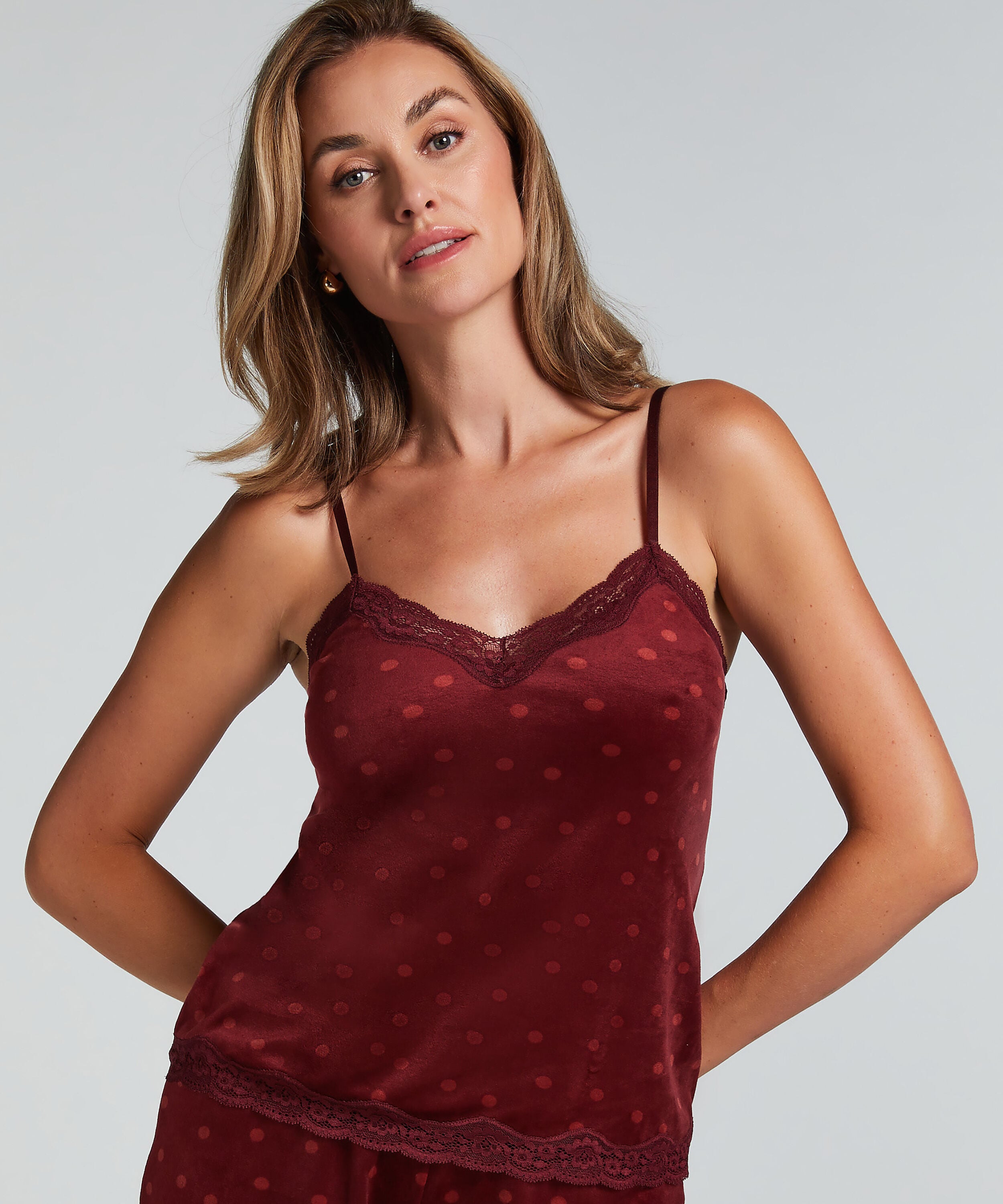 Pyjamas Cami Velours Scallop Lace, Lilla