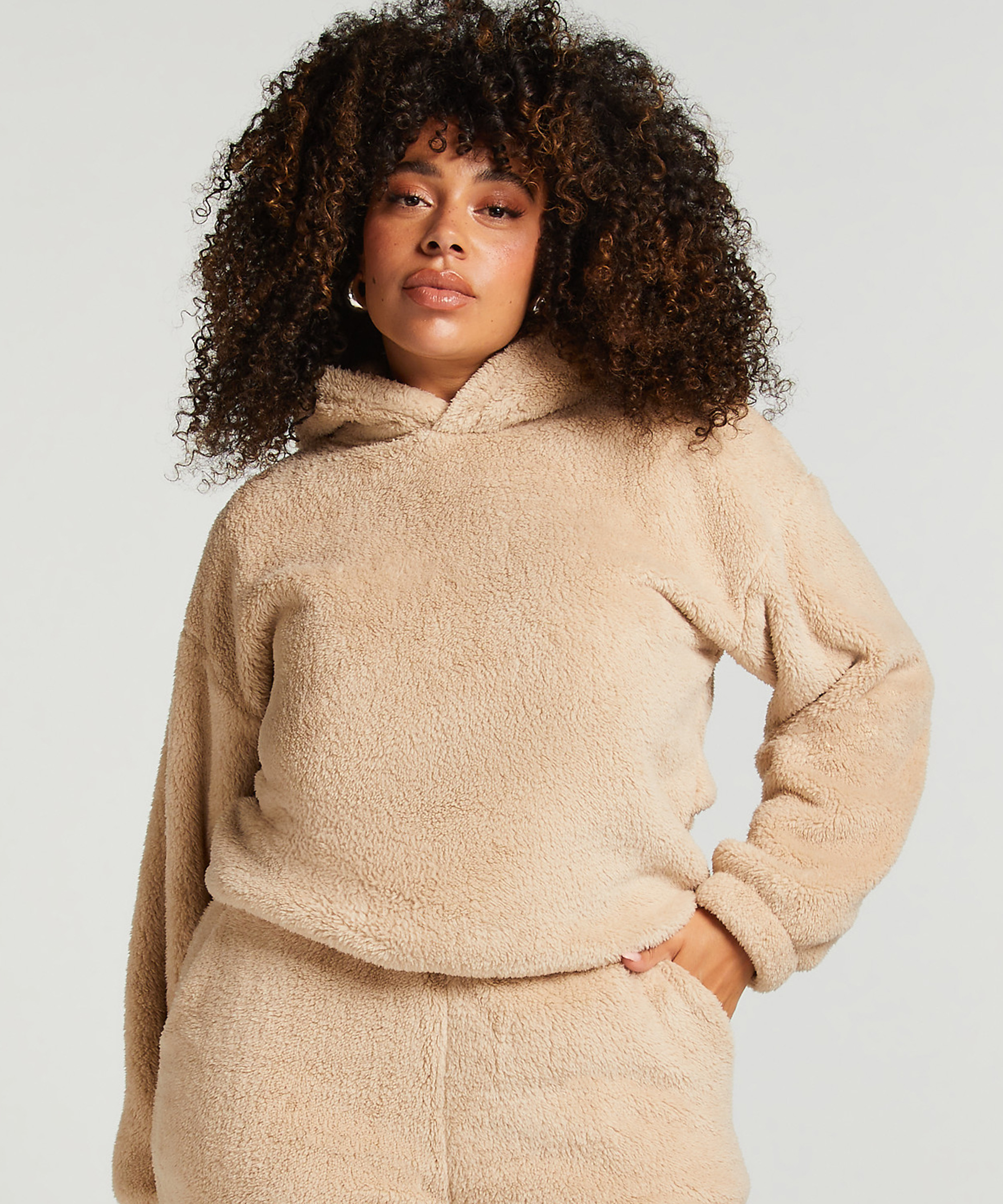 Fleece Snuggle hettegenser, Beige, main
