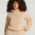 Fleece Snuggle hettegenser, Beige