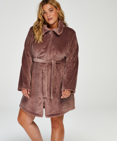 Fleece Zip badekåpe, Rosa