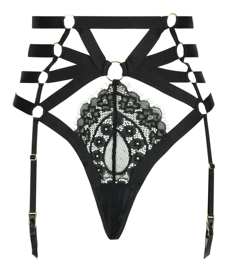 Femme h&oslash;y g-streng, Svart