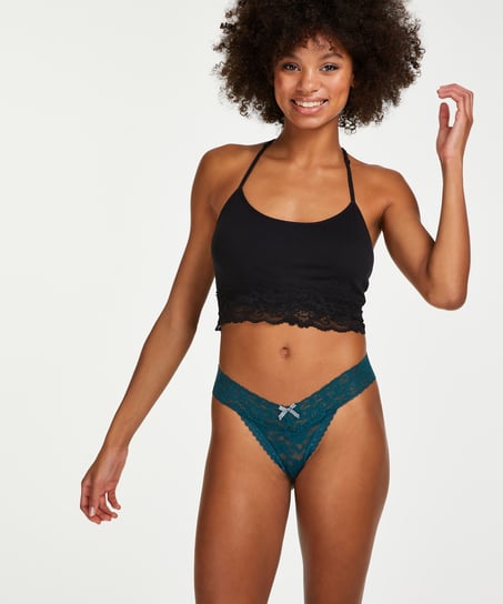 Floral lace g-streng, Bl&aring;