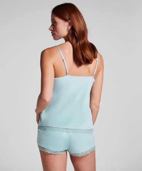 Cami-topp Velours Lace, Gr&oslash;nn