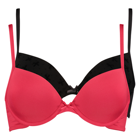 2-pakning med polstret spile-BH, Svart