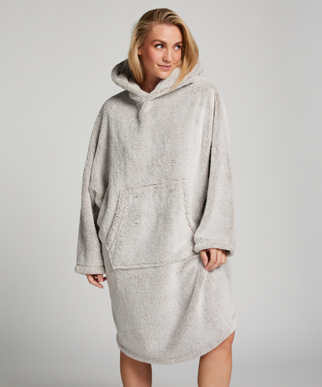 Flanellfleece Hoodie, Grå