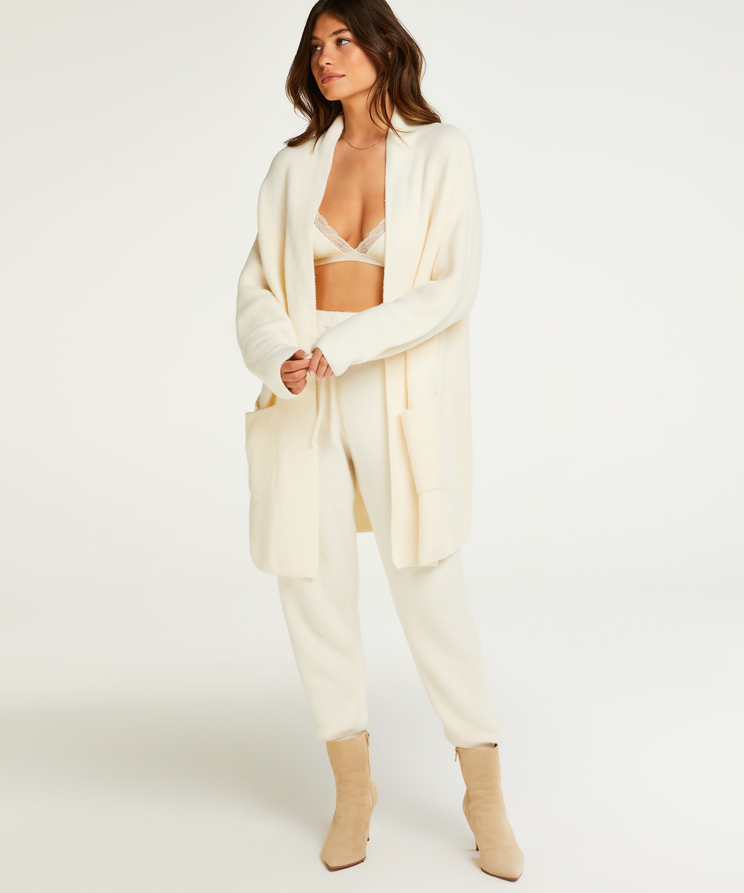 Premium Fluffy lang vest, Hvit, main