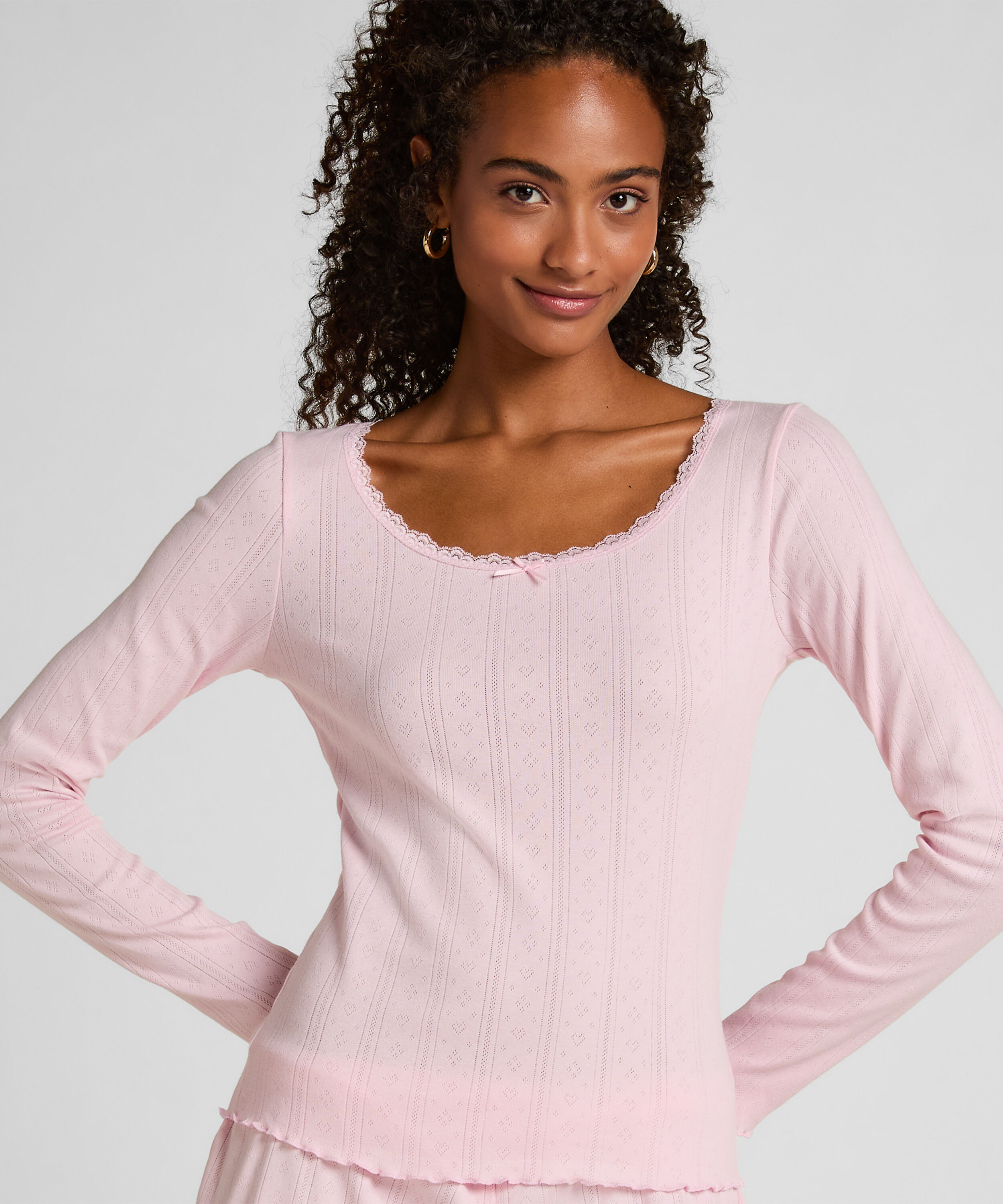 Pyjamasoverdel Pointelle, Rosa Pyjamasoverdel Pointelle, Rosa