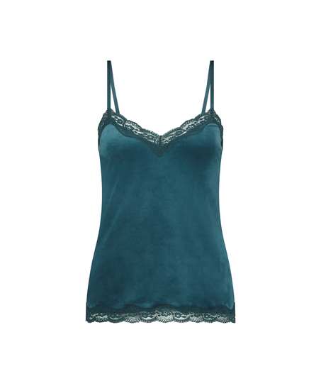 Cami-topp Velours Lace, Bl&aring;