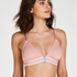 Casey polstret triangle-bralette i bomull, Rosa