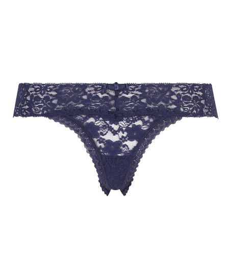 Floral lace g-streng, Bl&aring;