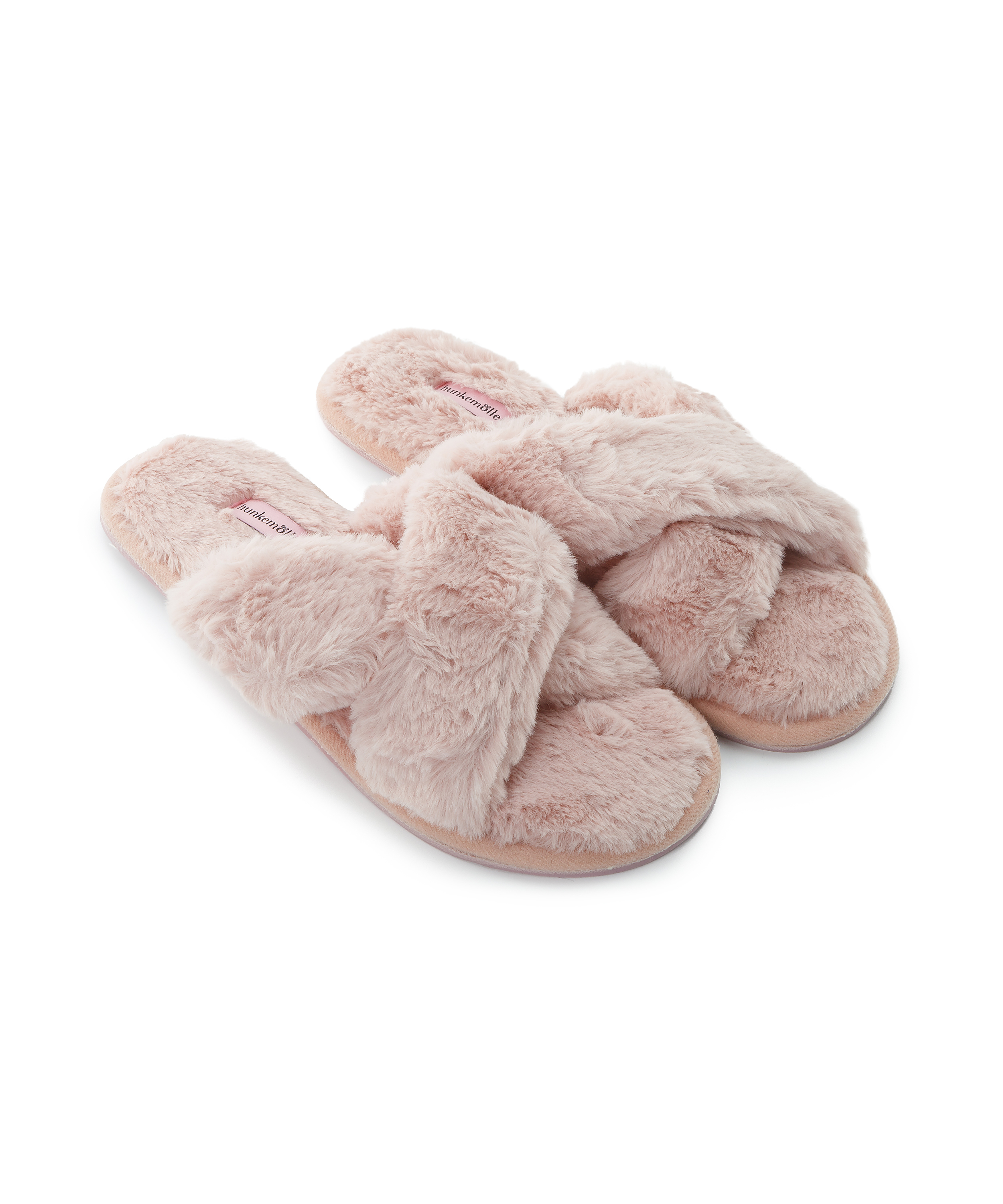 Fake Fur Crossed House slippers, Rosa, main