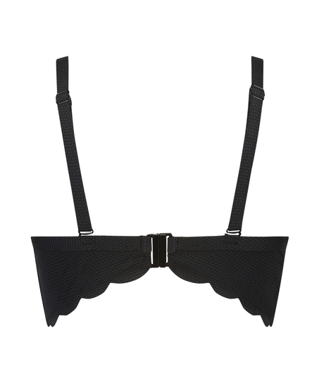 Scallop Polstret bikinitopp med underspiler, Svart