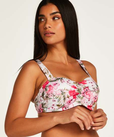 Tropical Bandeau bikinitopp med polstring, Hvit