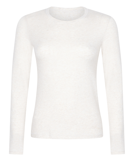 Langermet topp i myk bomull, Beige