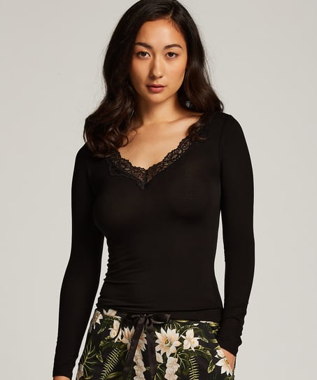 Pysjamatopp Jersey, Svart