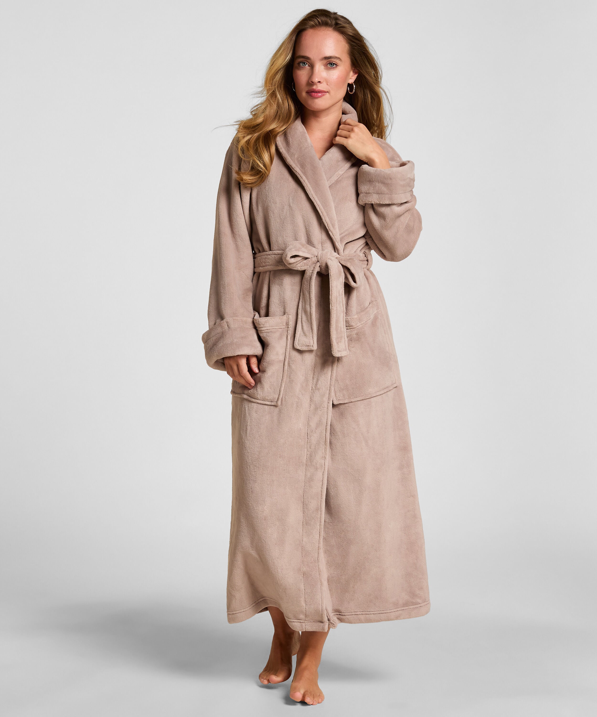 Myk fleece-badekåpe, Beige