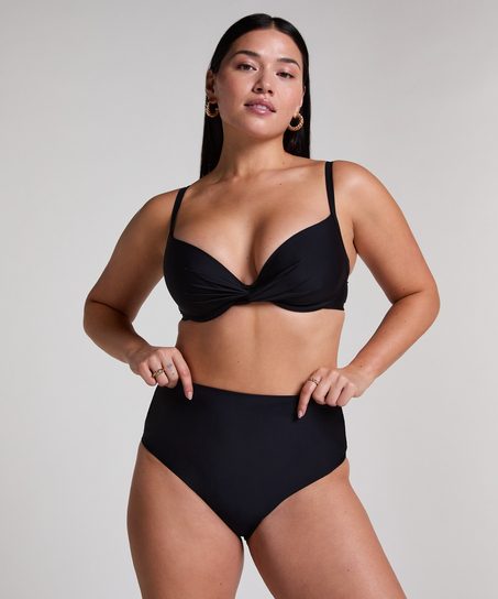 Høytaljede Cheeky Shaping Bikini-Bunn Luna, Svart