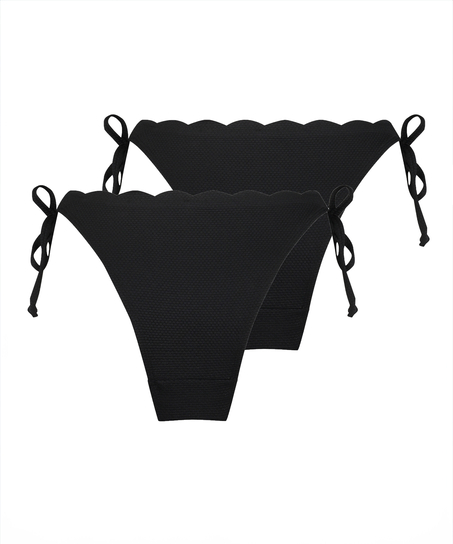 2-pakning Cheeky Tanga Bikini Underdel Scallop, Svart