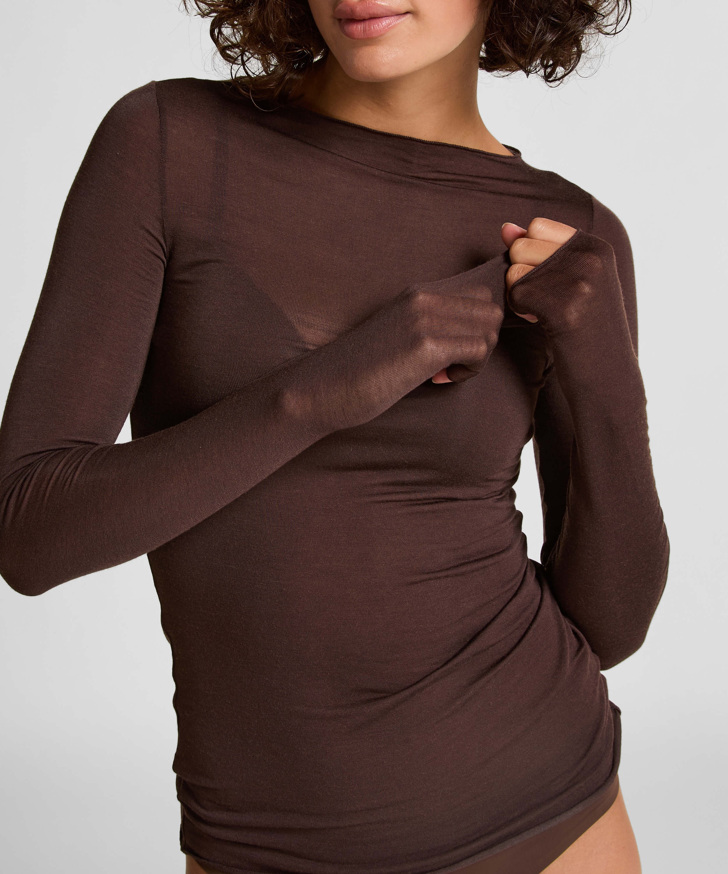 super soft båthals med kasjmir skjorte, Brun, main