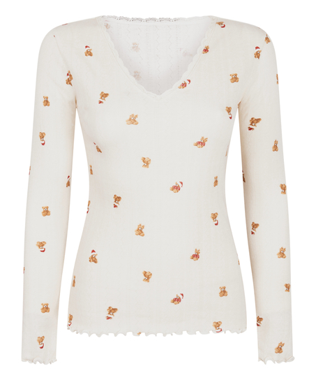 Pysjamatopp Pointelle, Hvit