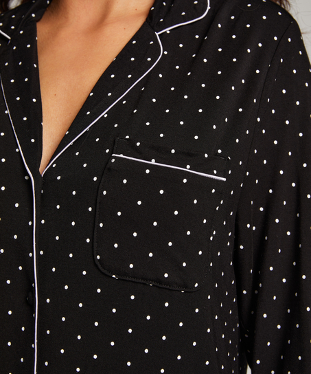 Essential langermet skjortekjole i jerseystoff, Svart