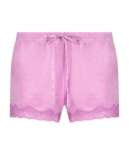 Velvet lace shorts, Rosa