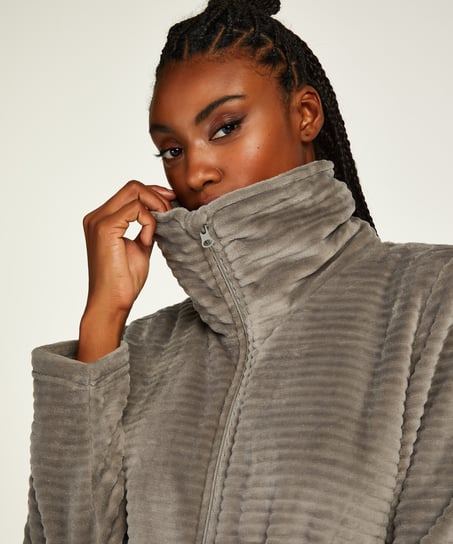 Badekåpe Zip Fleece, Grå
