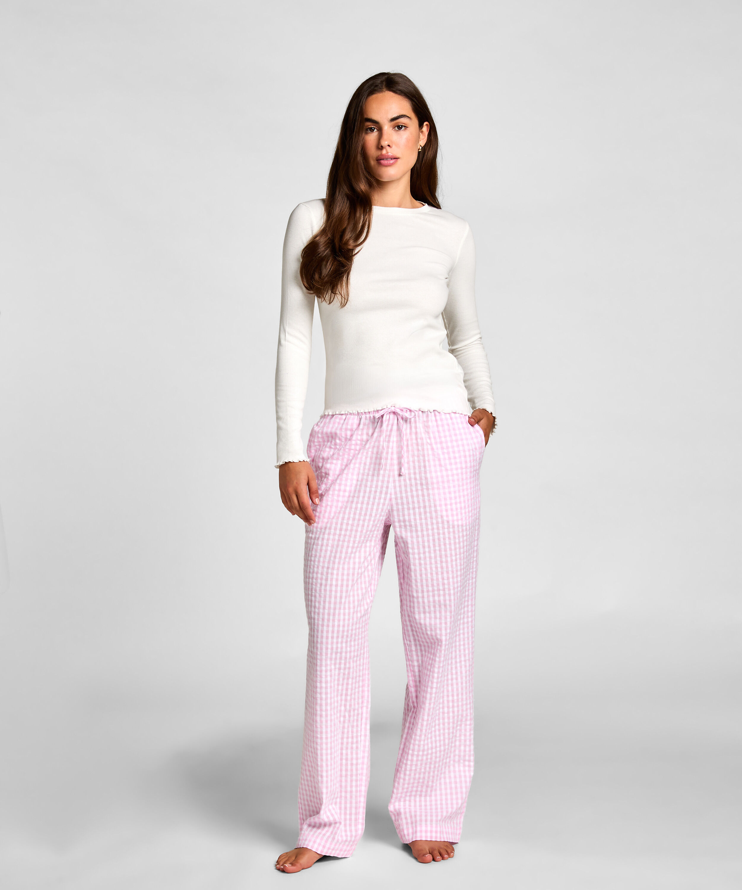 Langermet pyjamastopp, Hvit