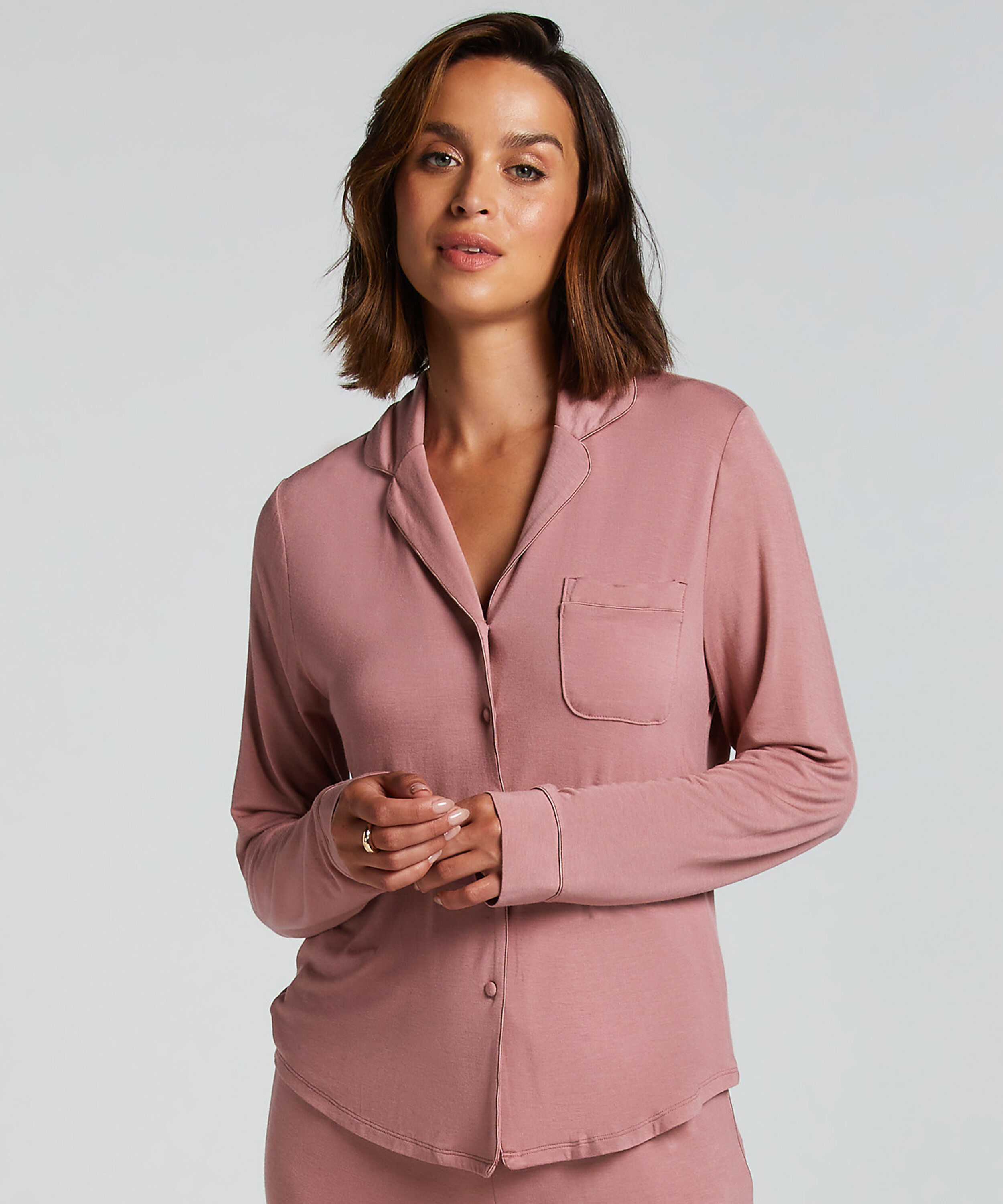 Essential langermet jakke i jerseystoff, Rosa