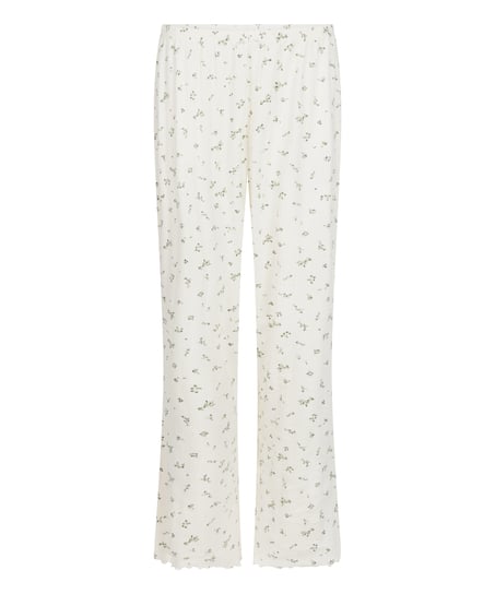 Pyjama Pant Loose Pointelle, Hvit