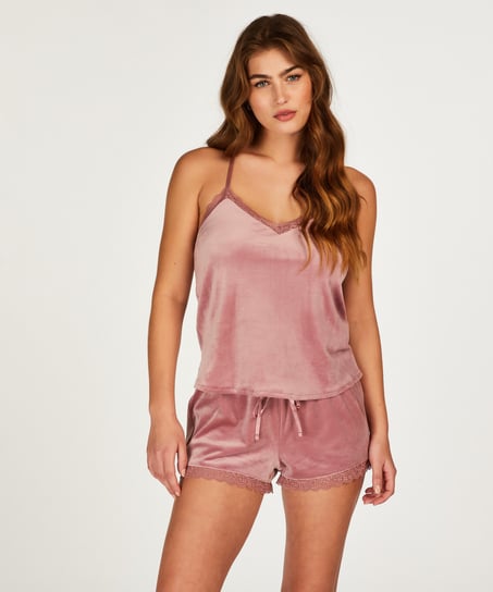Velvet lace cami, Rosa