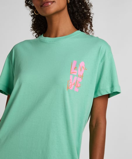 Nattskjorte med rund hals, Gr&oslash;nn