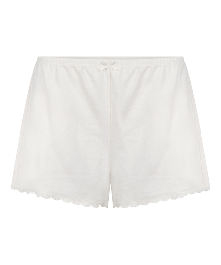 Pointelle shorts, Hvit