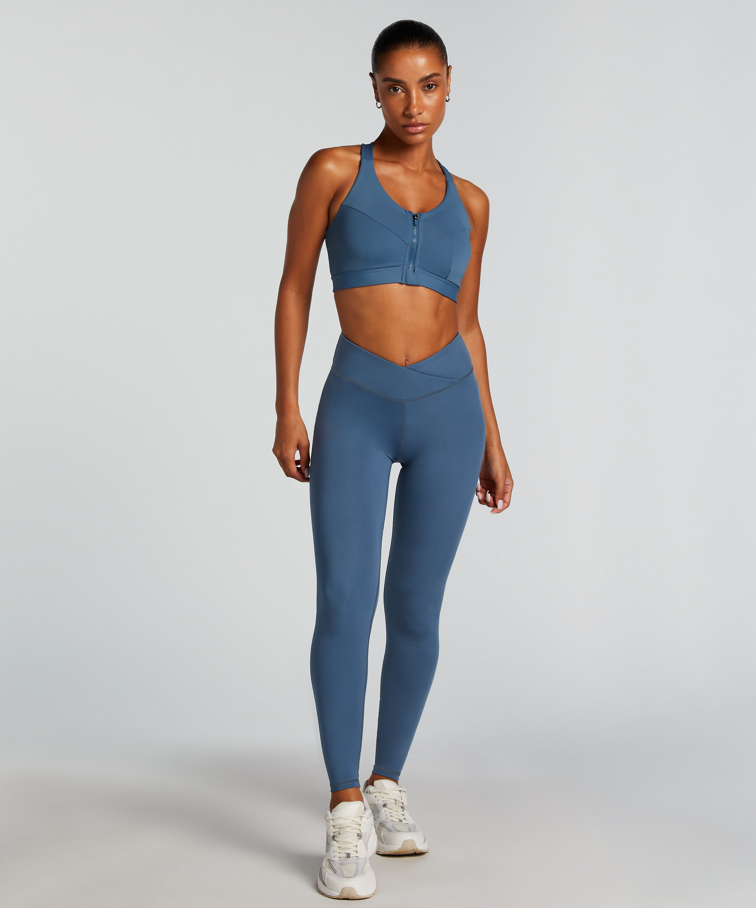 HKMX Tights med krysset høyt liv, Blå