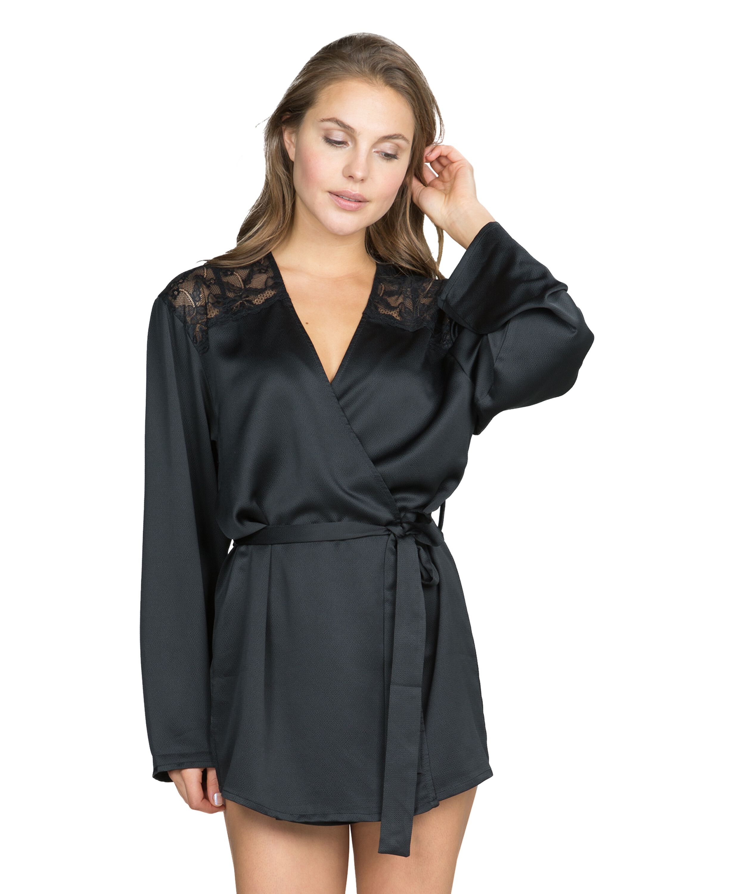 Kimono Hammered satin, Svart