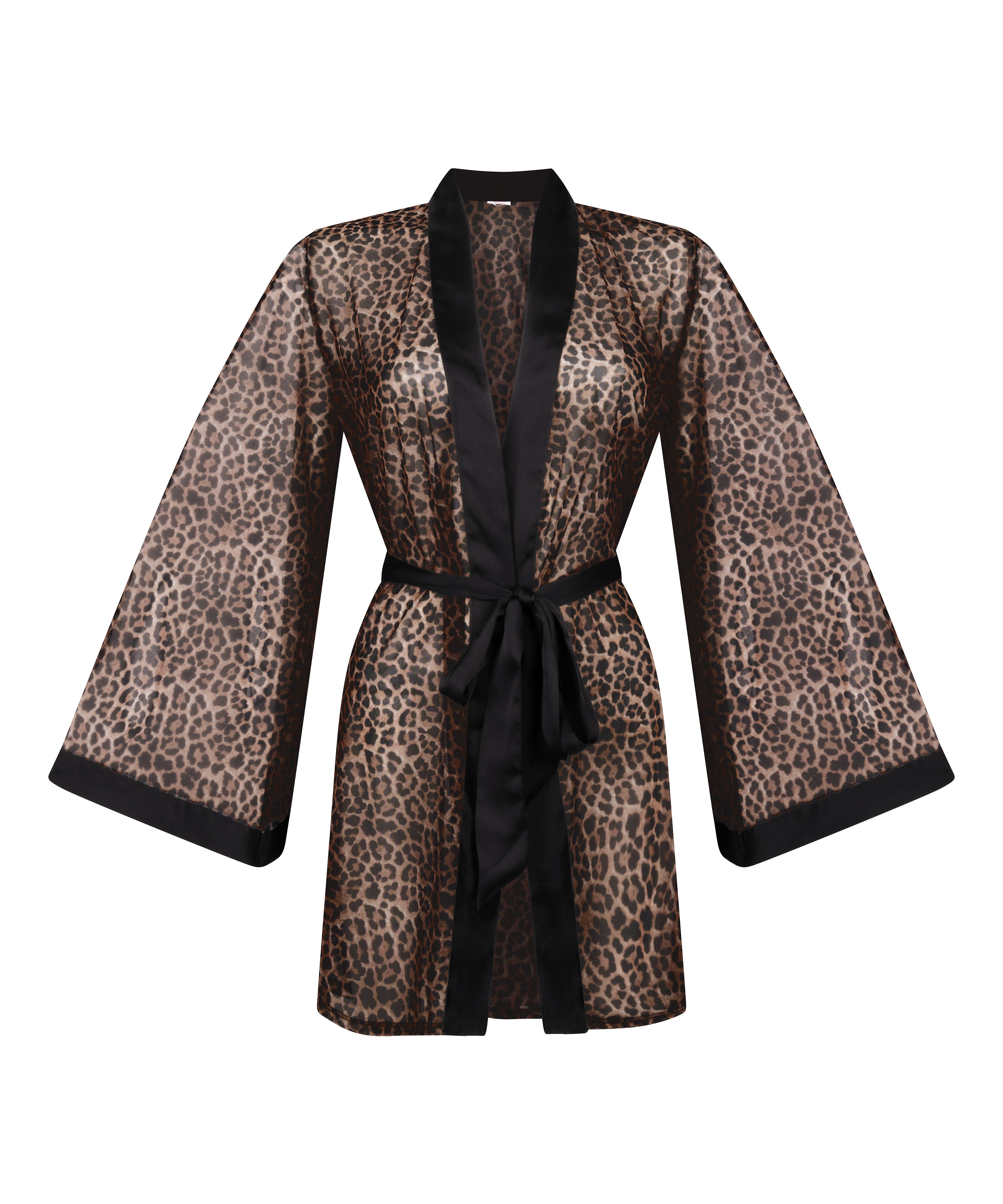 Kimono i leopardnett, Svart, main