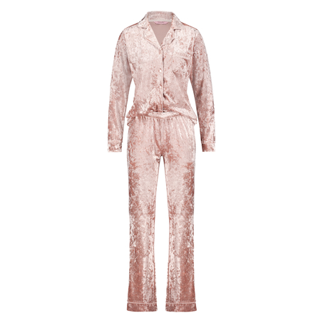 Boyfriend Crushed Velvet Pyjamas, Rosa