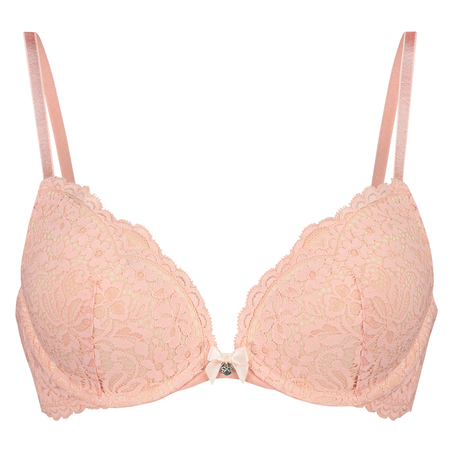 Rose polstret pushup-BH med spiler, Rosa