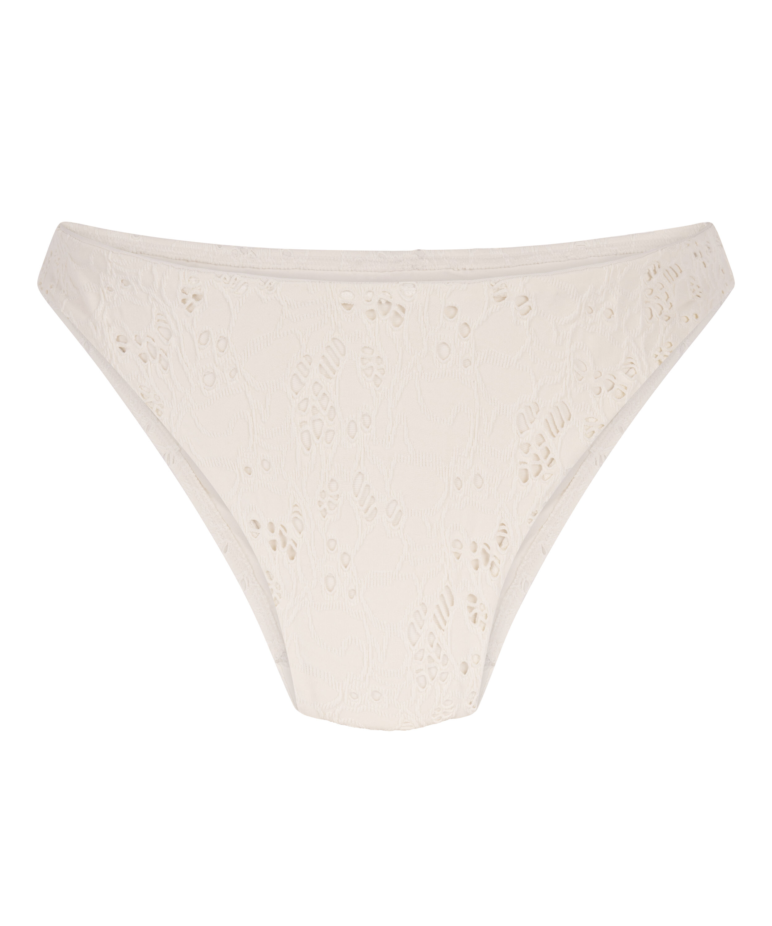 Heklet bikinitruse med h&oslash;yt ben, Hvit