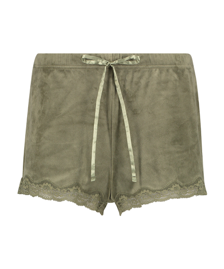 Velvet lace shorts, Gr&oslash;nn