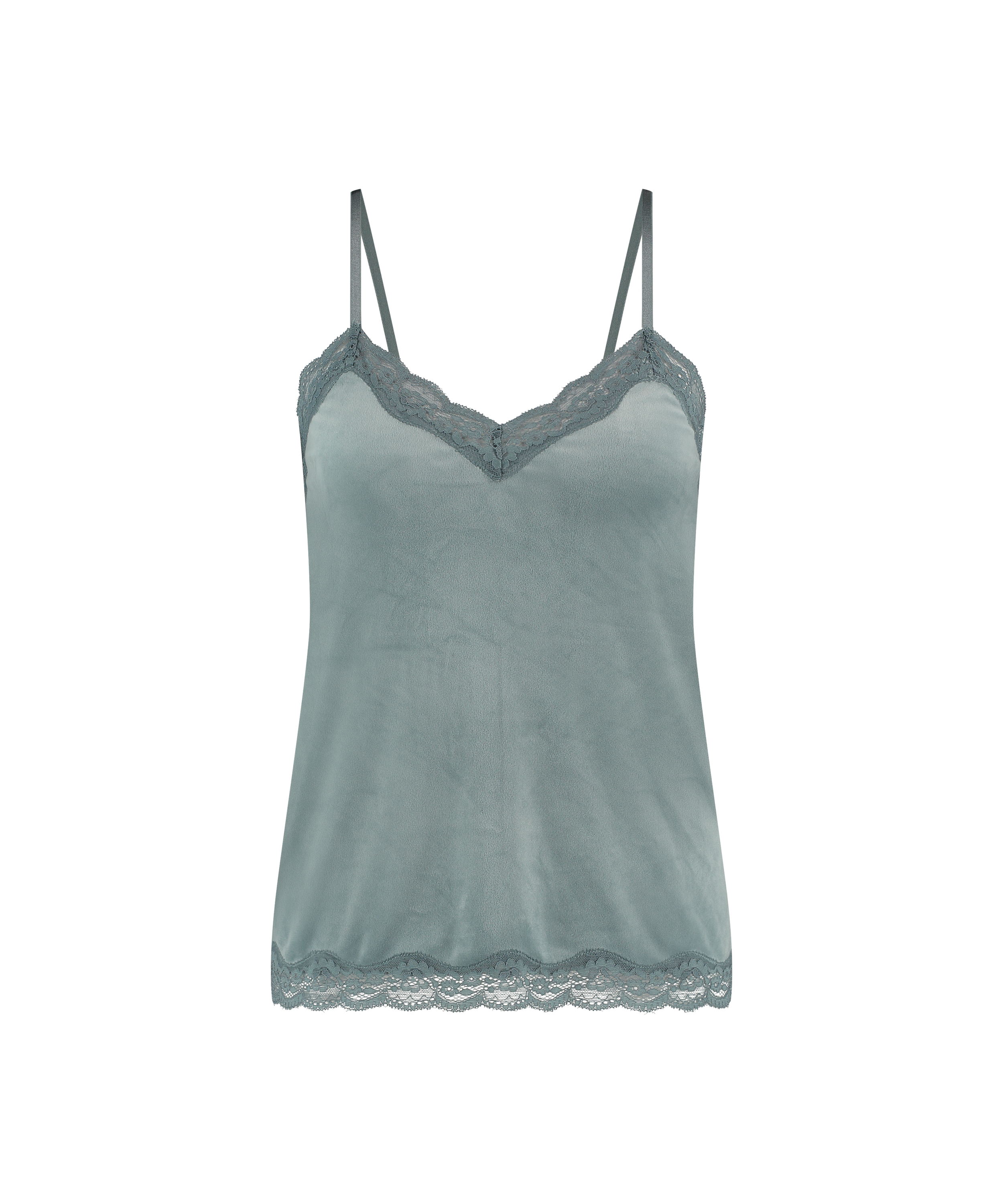 Cami-topp Velours Lace, Bl&aring;, main