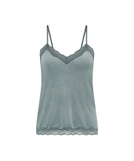 Cami-topp Velours Lace, Bl&aring;