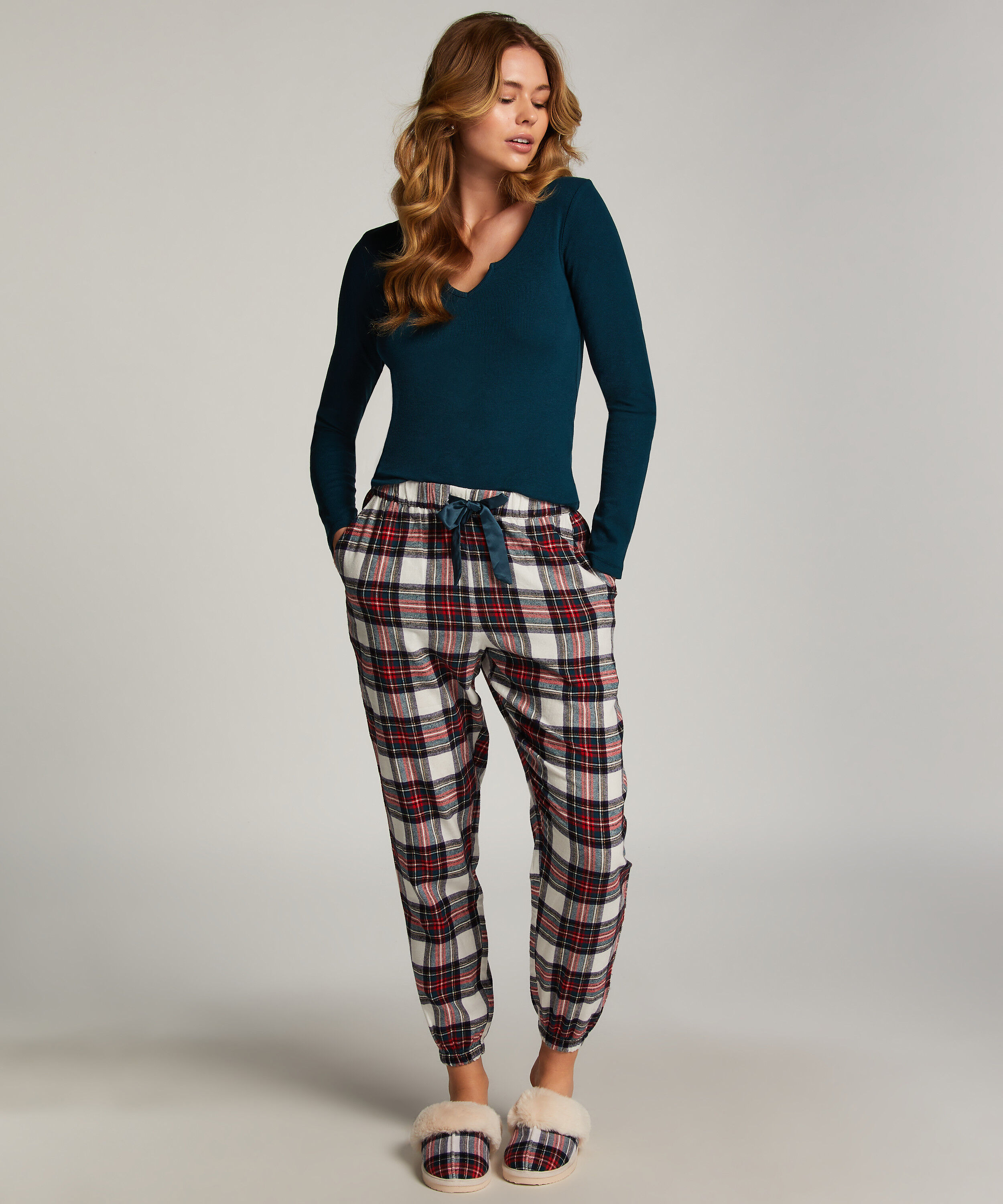 Flannel pysjamasbukse, Hvit