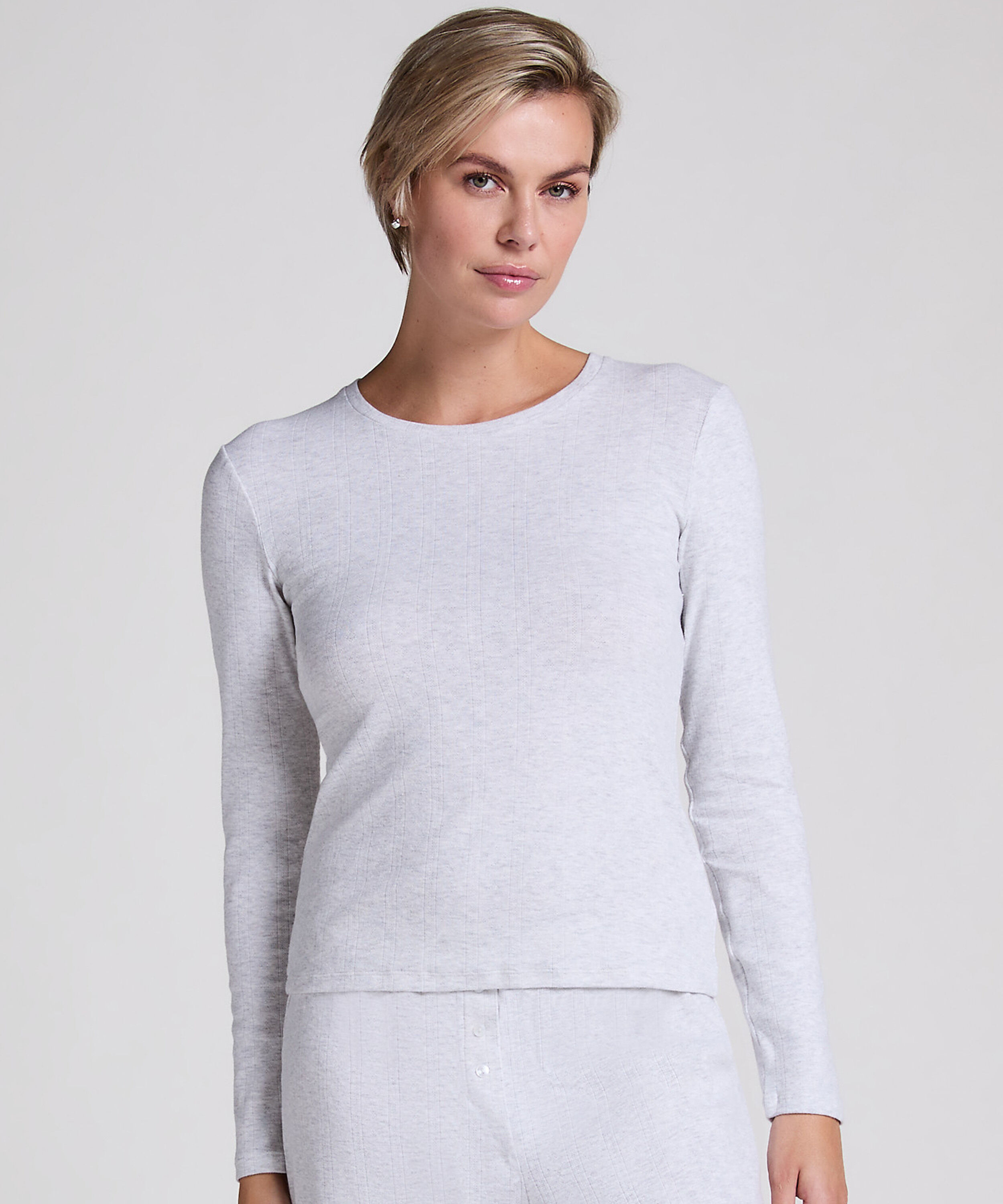 Pyjamasoverdel Pointelle, Grå