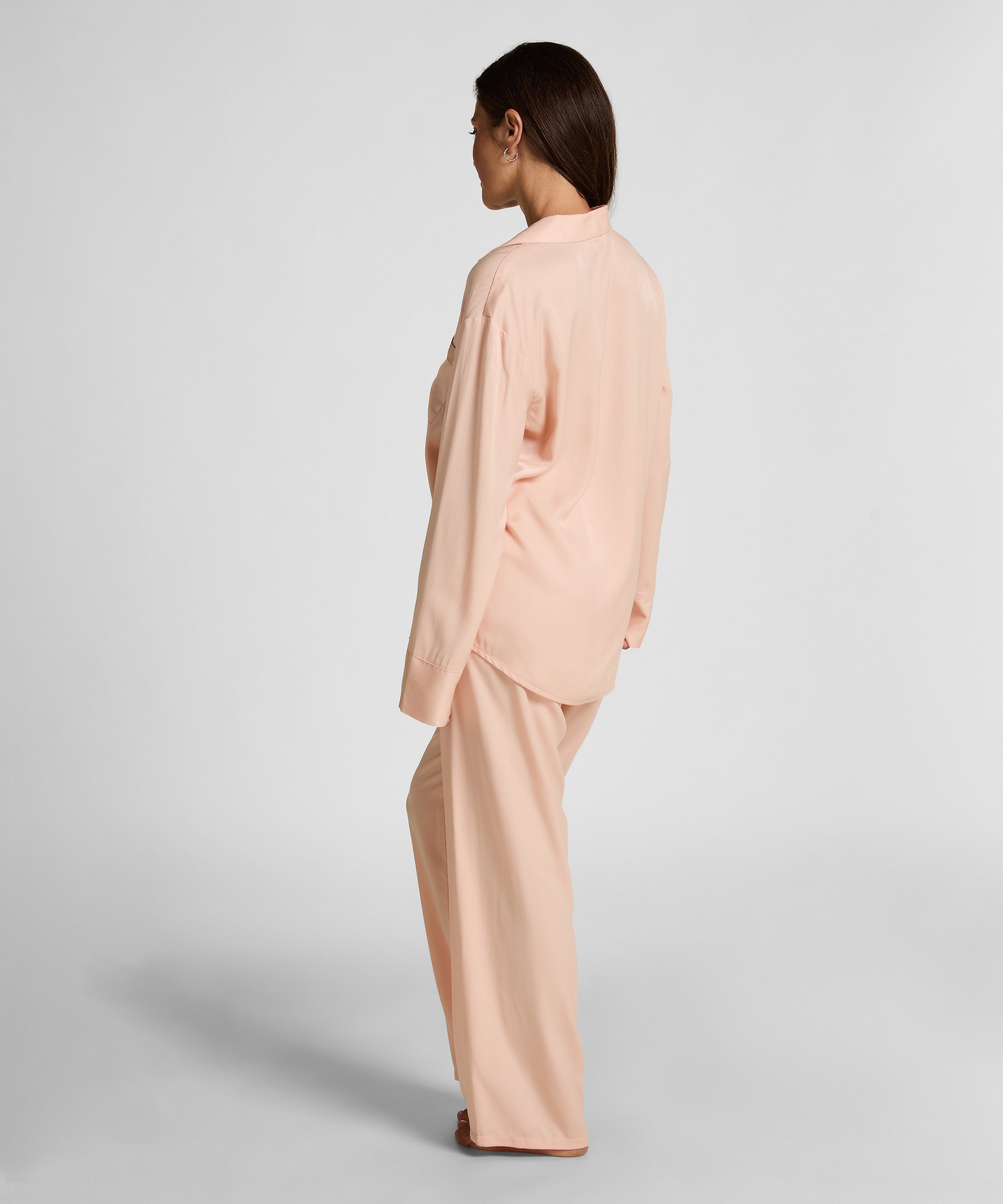 Langermet jakke i sateng Ayla, Oransje, main