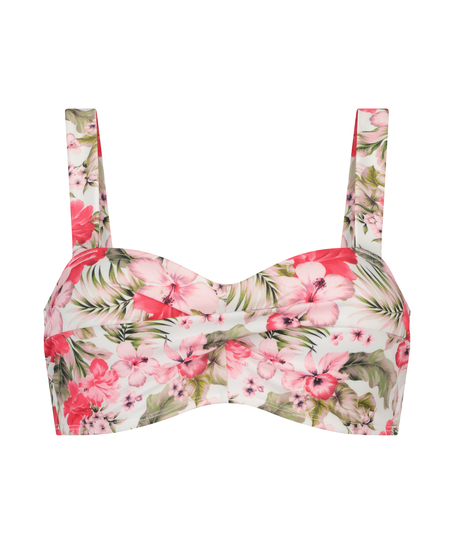 Tropical Bandeau bikinitopp med polstring, Hvit