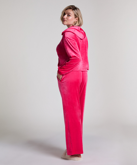 Hoodie jakke i velur, Rosa