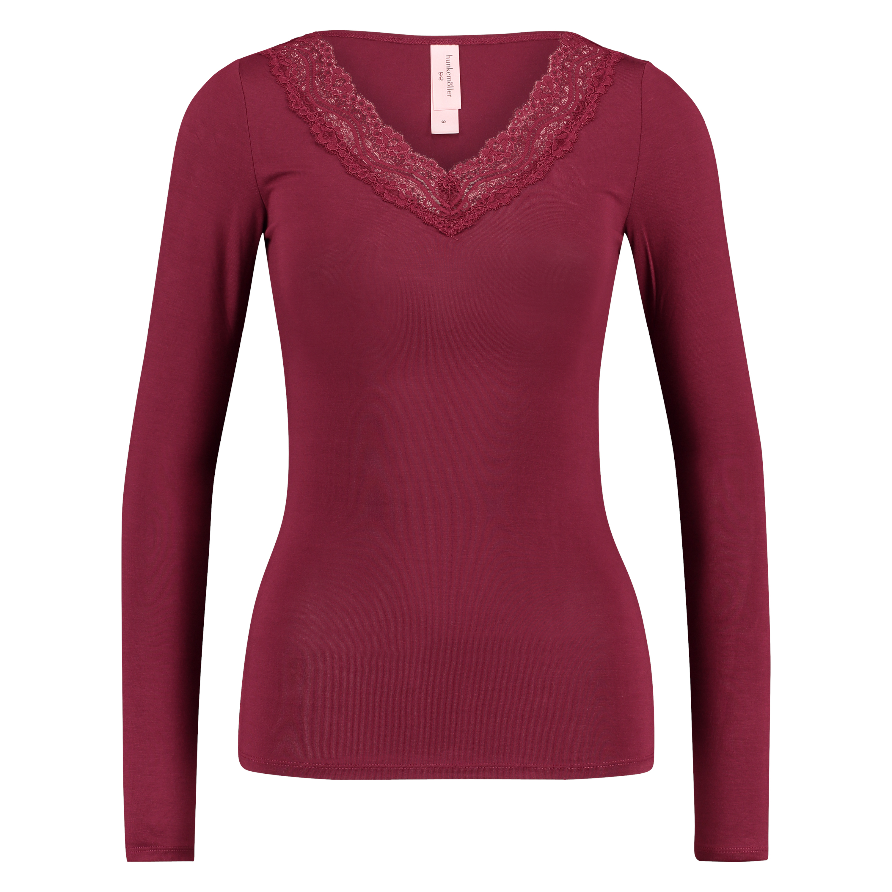 Top v-neck lace, R&oslash;d, main