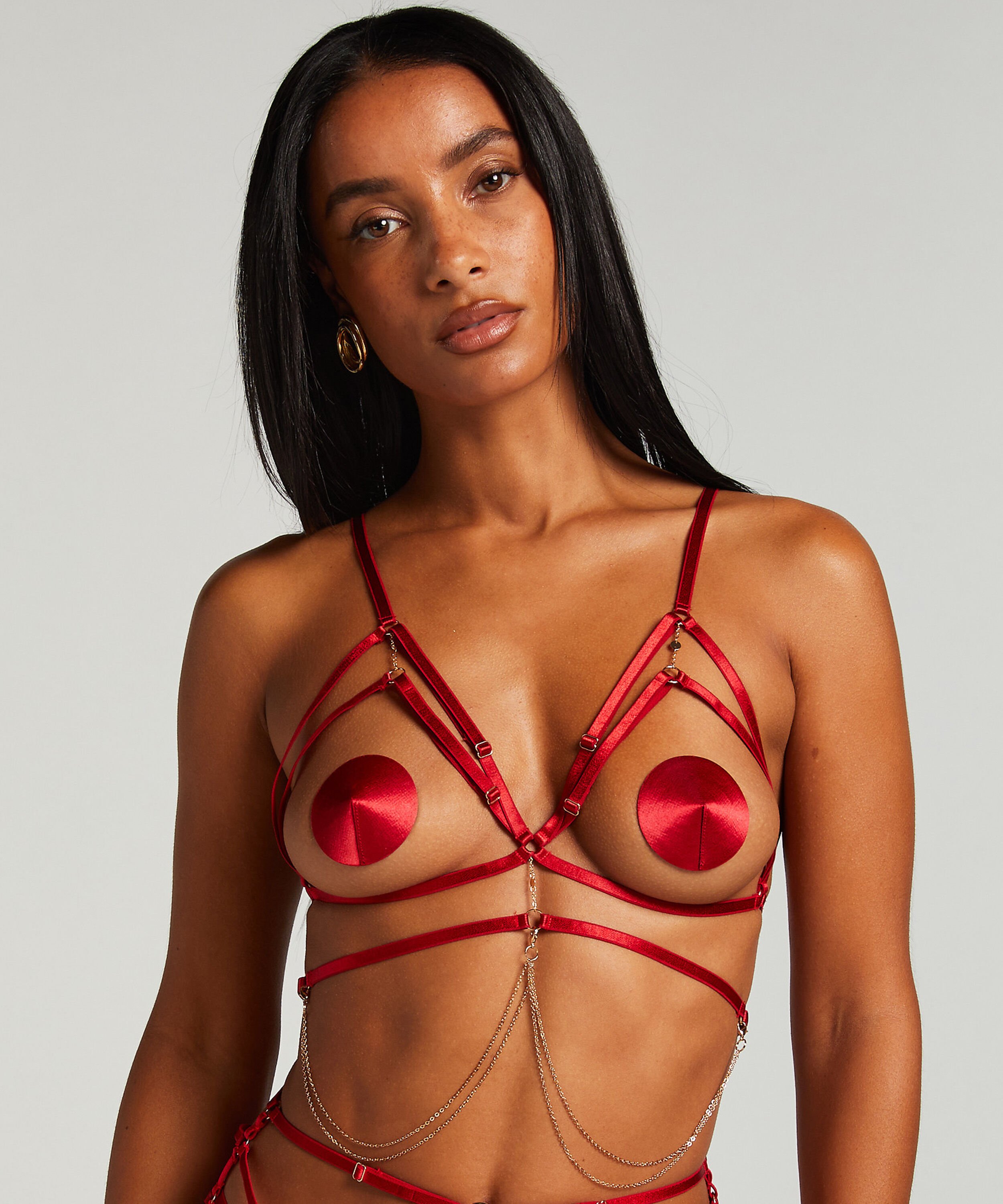 Chain Top Bralette, Rød
